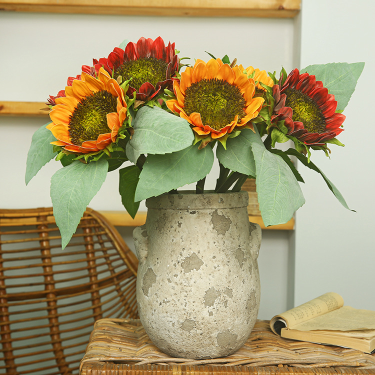 Hand-feel sunflower Artificial flower short-branched sunflower silk flower home decoration