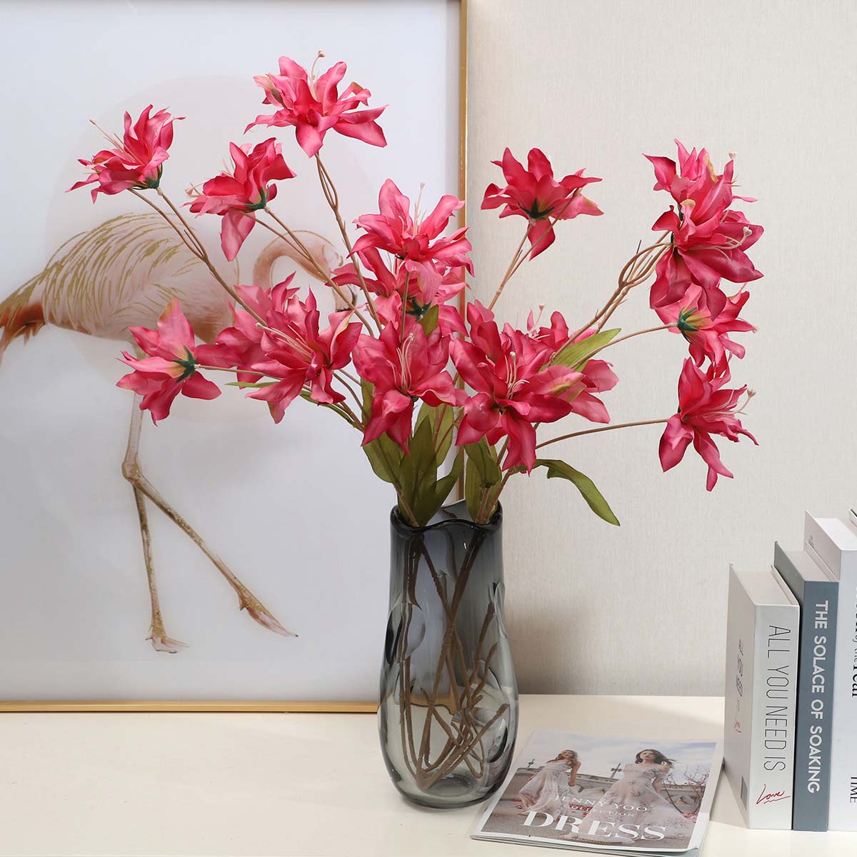 3-head lily simulation bouquet wedding arrangement lily fake flower home living room ornaments