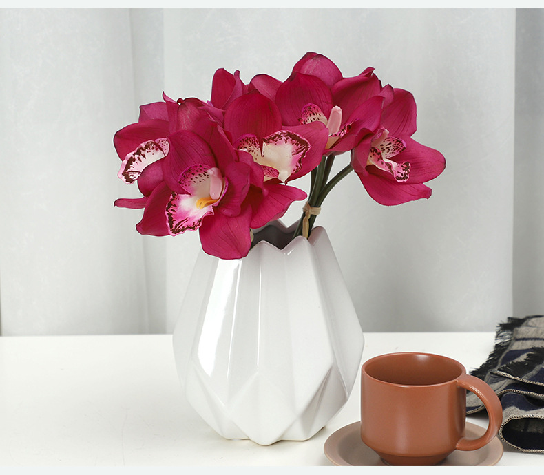 Hand-feeling moisturizing Cymbidium bundles home living room decoration Phalaenopsis fake flower bonsai ornament