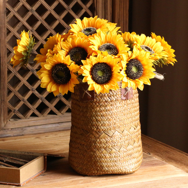 Vintage artificial Sunflower Silk Cloth Yellow