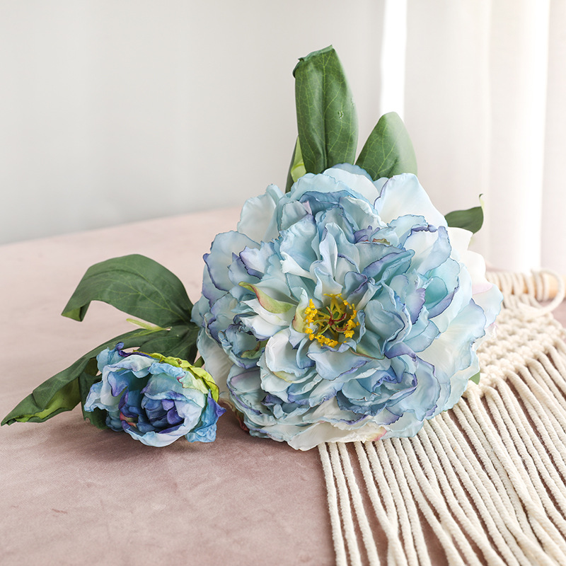 2-head imperial concubine peony bouquet fan living room porch  Color:Blue