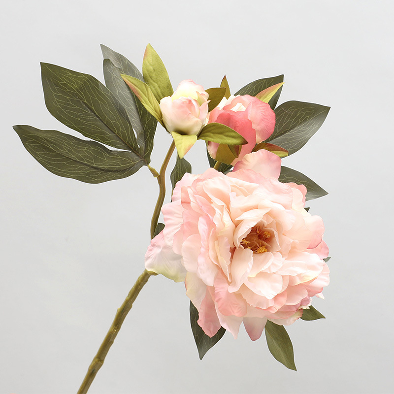 3-head rich peonies artificial flower Pink