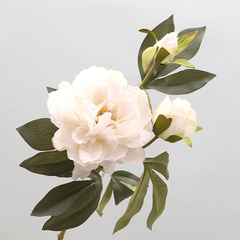 3-head rich peonies artificial flower Color:White