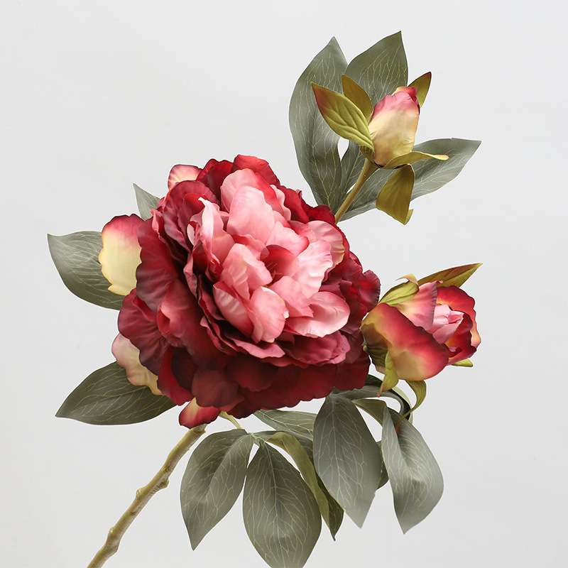 3-head rich peonies artificial flower Burgundy