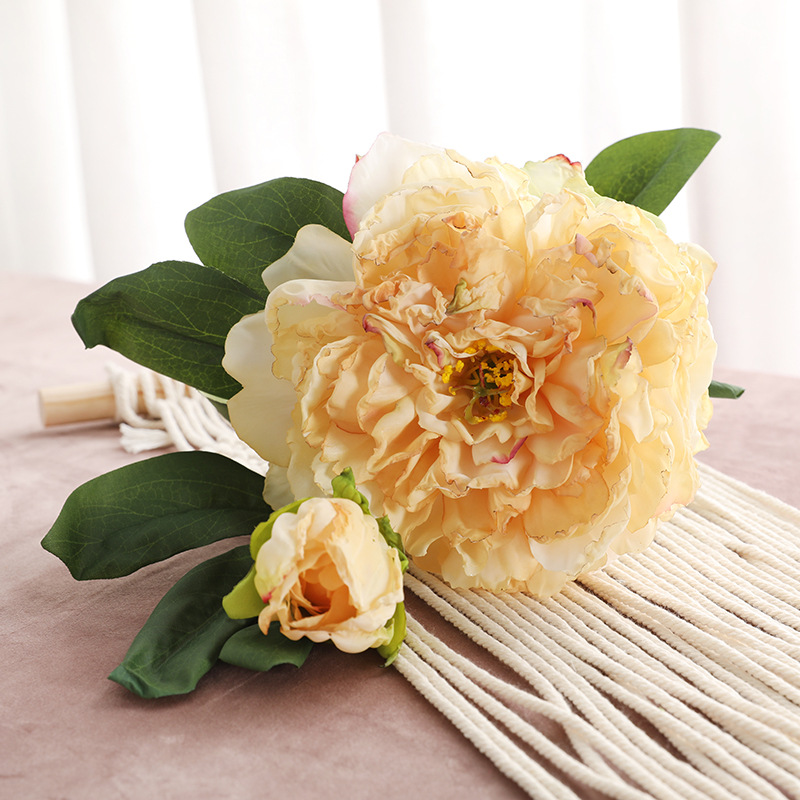 2-head imperial concubine peony bouquet fan living room porch  Color:Yellow