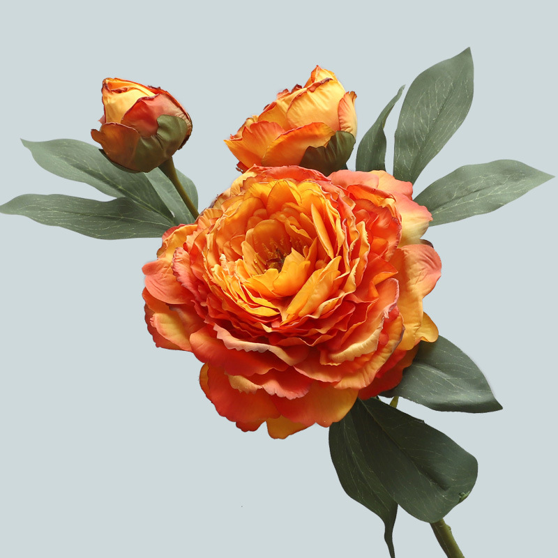 High-end 28-story roasted peony artificial flower Orange