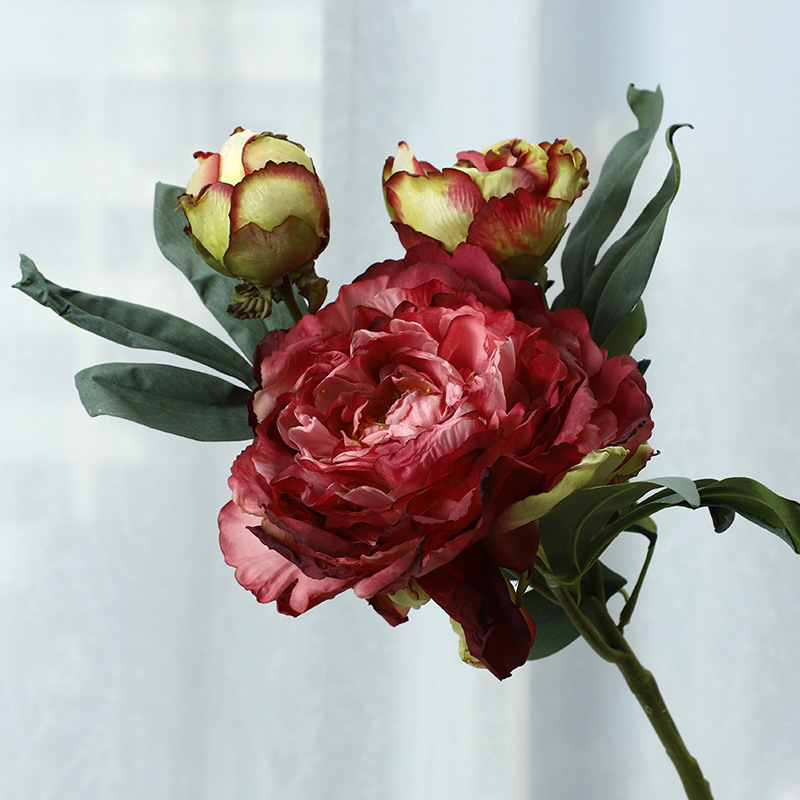 High-end 28-story roasted peony artificial flower Fuchsia