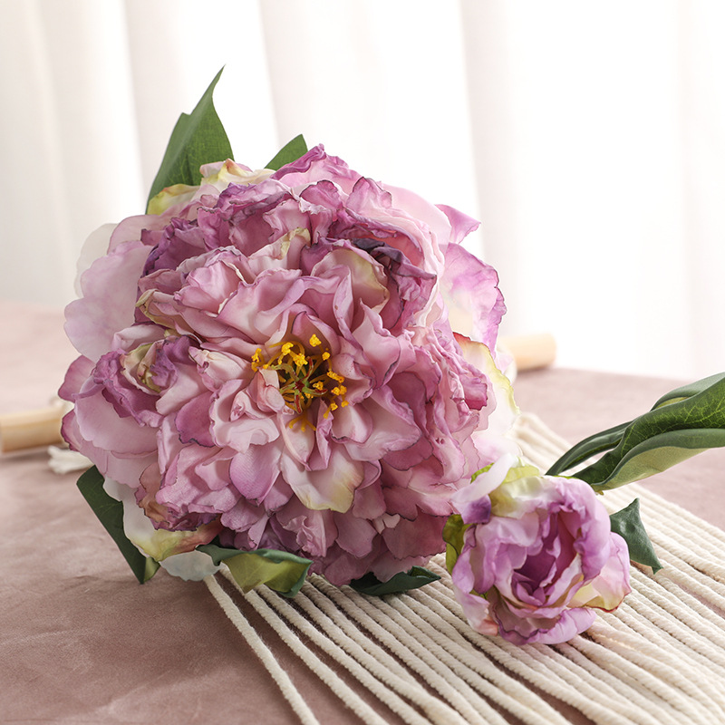 2-head imperial concubine peony bouquet fan living room porch  Light Purple