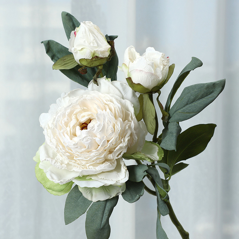 High-end 28-story roasted peony artificial flower White