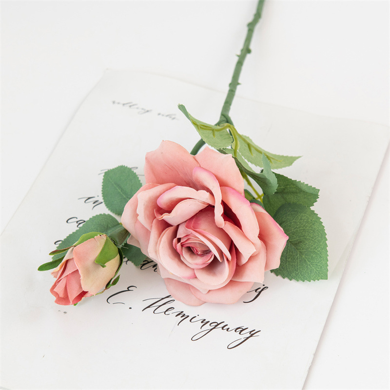 artificial flower single branch horn rose Color:Pale Mauve