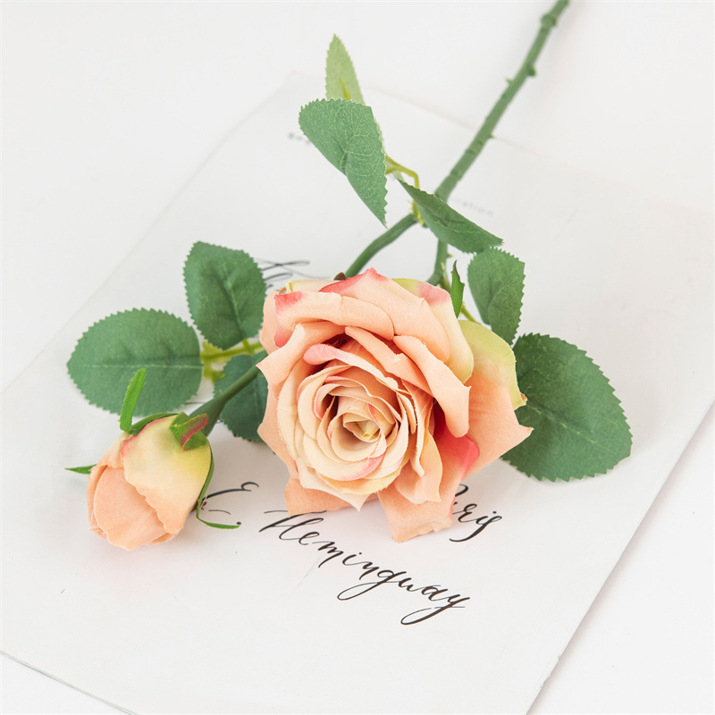 artificial flower single branch horn rose Color:Champagne