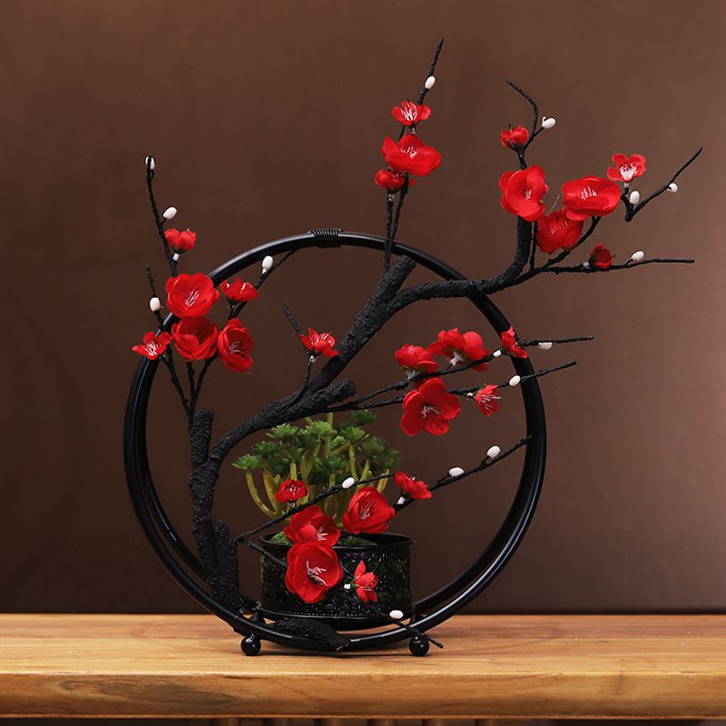 Artificial plum flower art Red