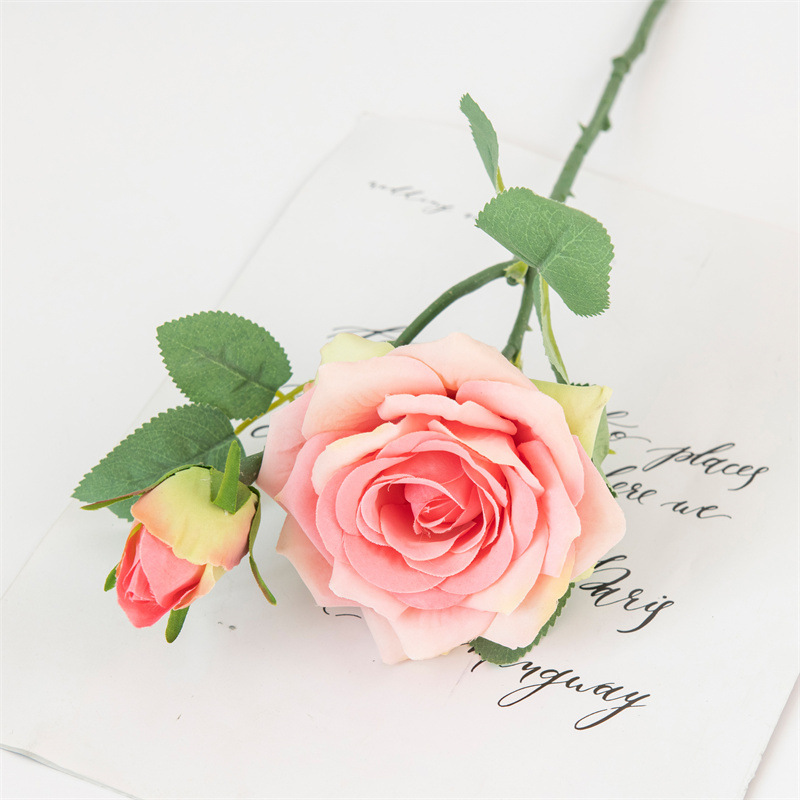 artificial flower single branch horn rose Color:Pink