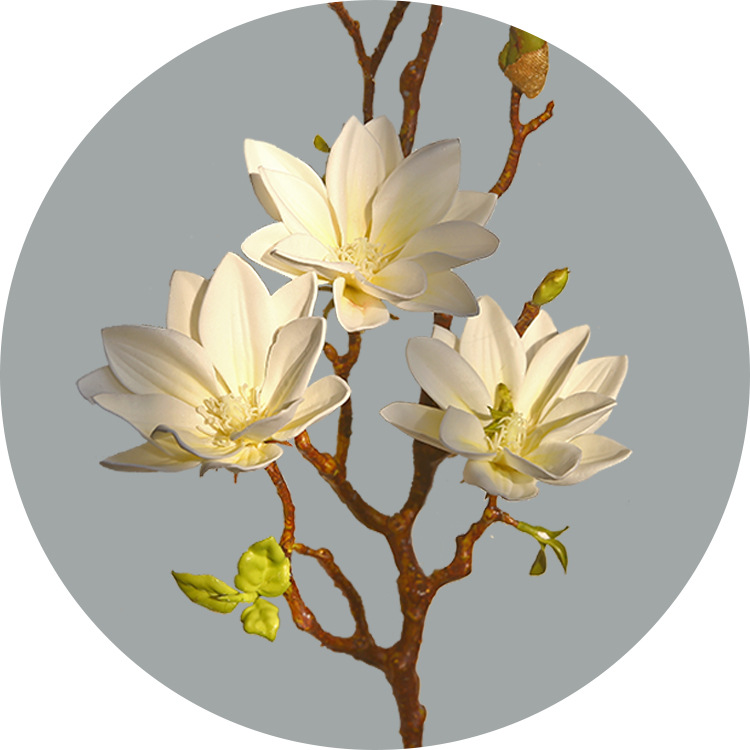 magnolia artificial flower bouquet PU hand-painted small magnolia White