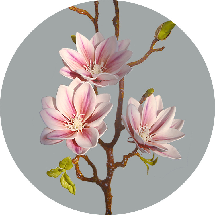 magnolia artificial flower bouquet PU hand-painted small magnolia Pink