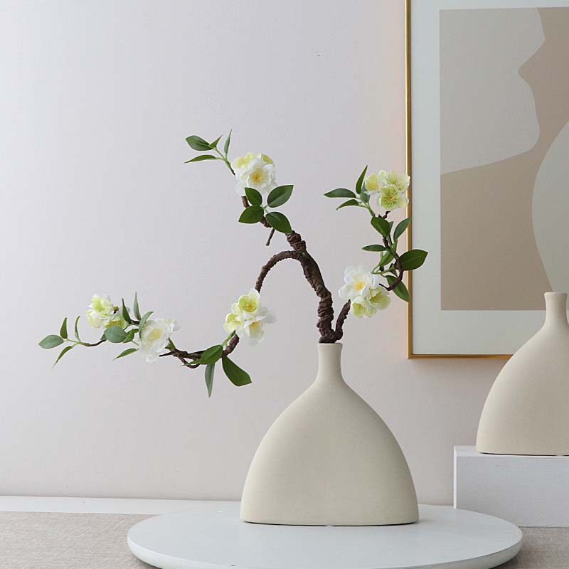 Wabi-sabi Zen style plum blossom fake flower  for living room teahouse White