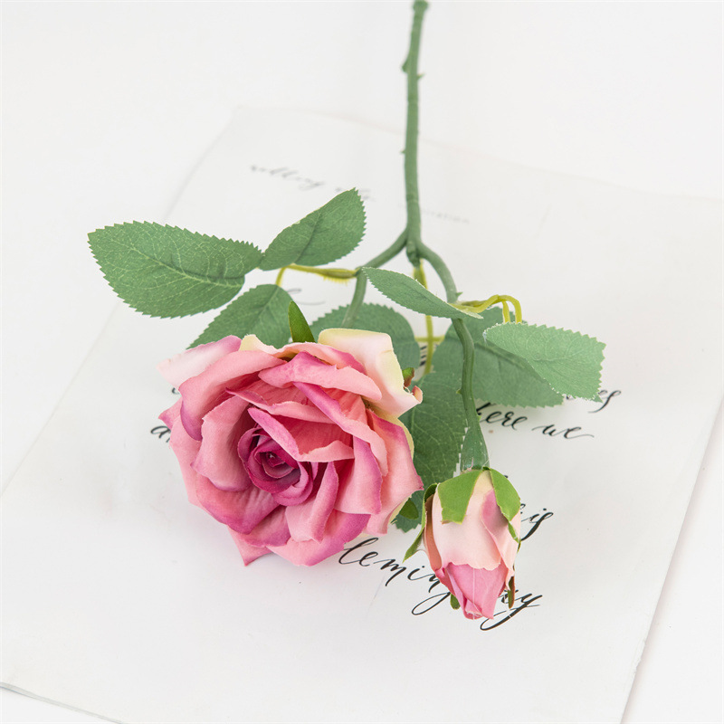 artificial flower single branch horn rose Color:Rose Piink