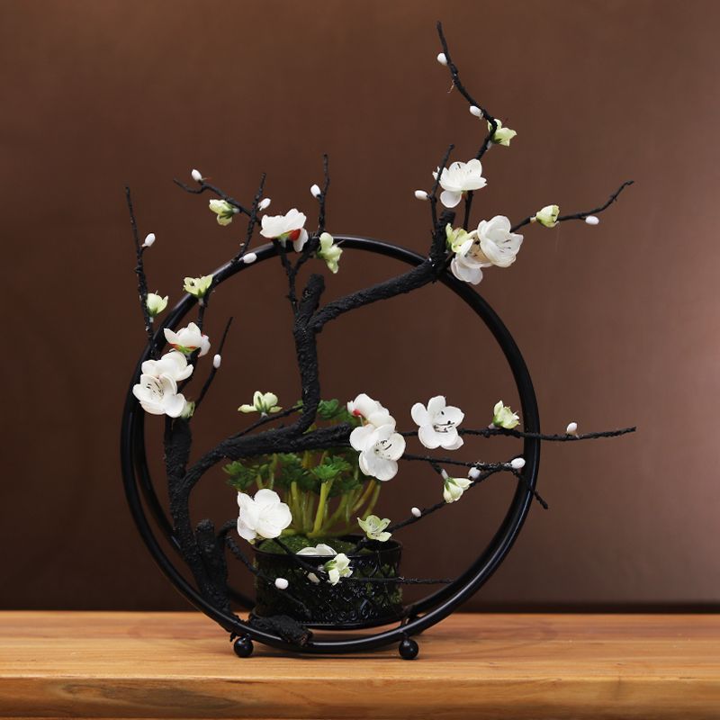 Artificial plum flower art Color:White