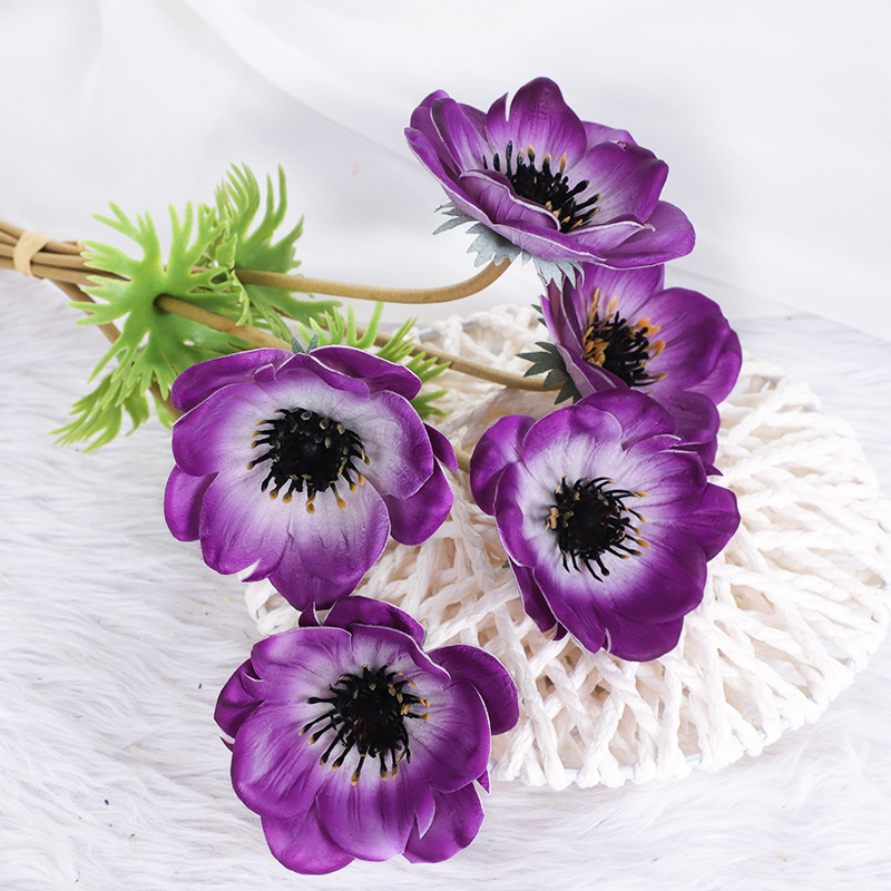 PU grass pattern rose artificial flower Color:Dark Purple