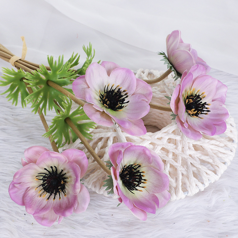 PU grass pattern rose artificial flower Color:Light Purple