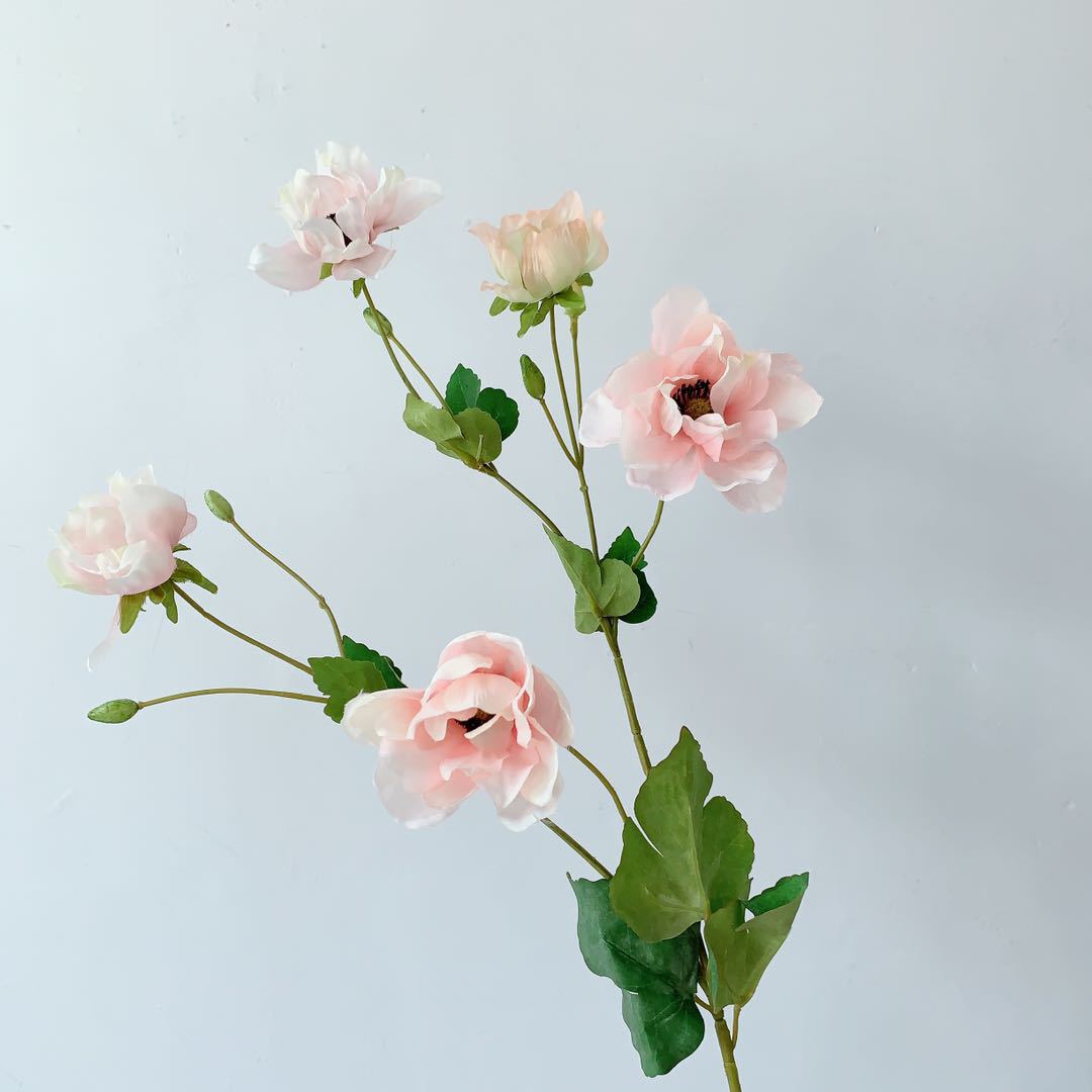 Multi-head grass pattern rose artificial flower  Pink