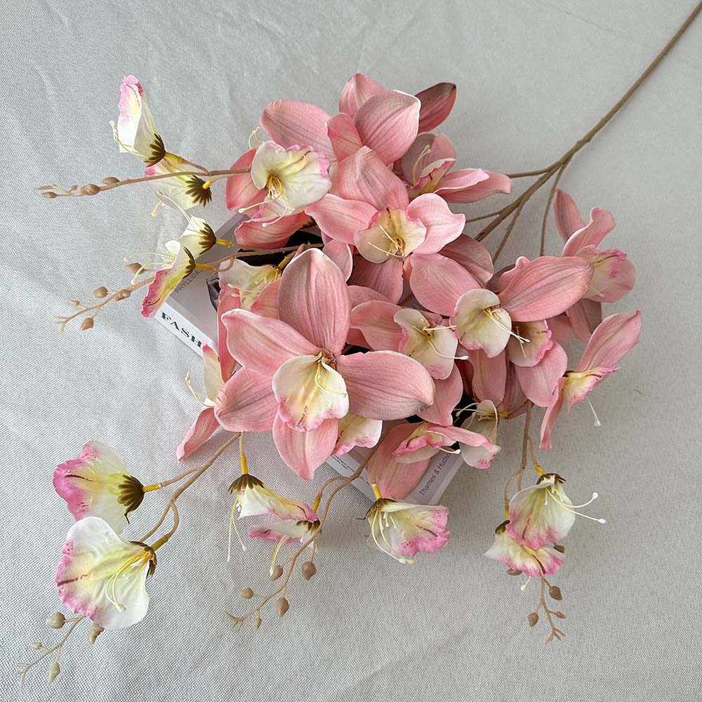 3D coated cymbidium artificial flower   hall landscaping Pink