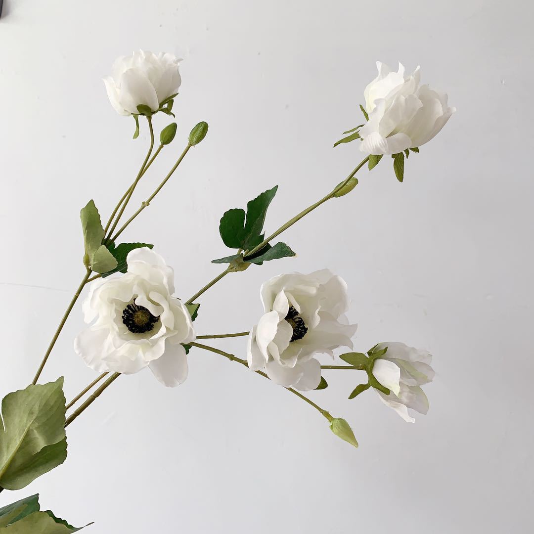 Multi-head grass pattern rose artificial flower  Color:White