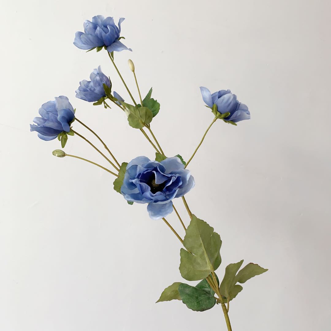 Multi-head grass pattern rose artificial flower  Color:Blue