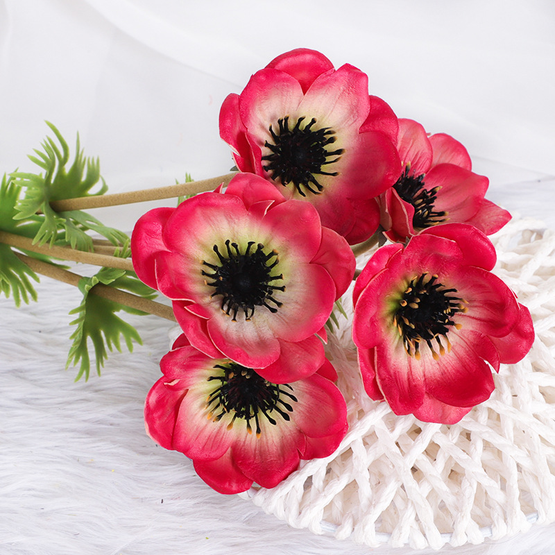 PU grass pattern rose artificial flower Color:Red