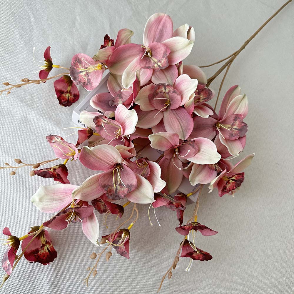 3D coated cymbidium artificial flower   hall landscaping Color:Deep Taupe