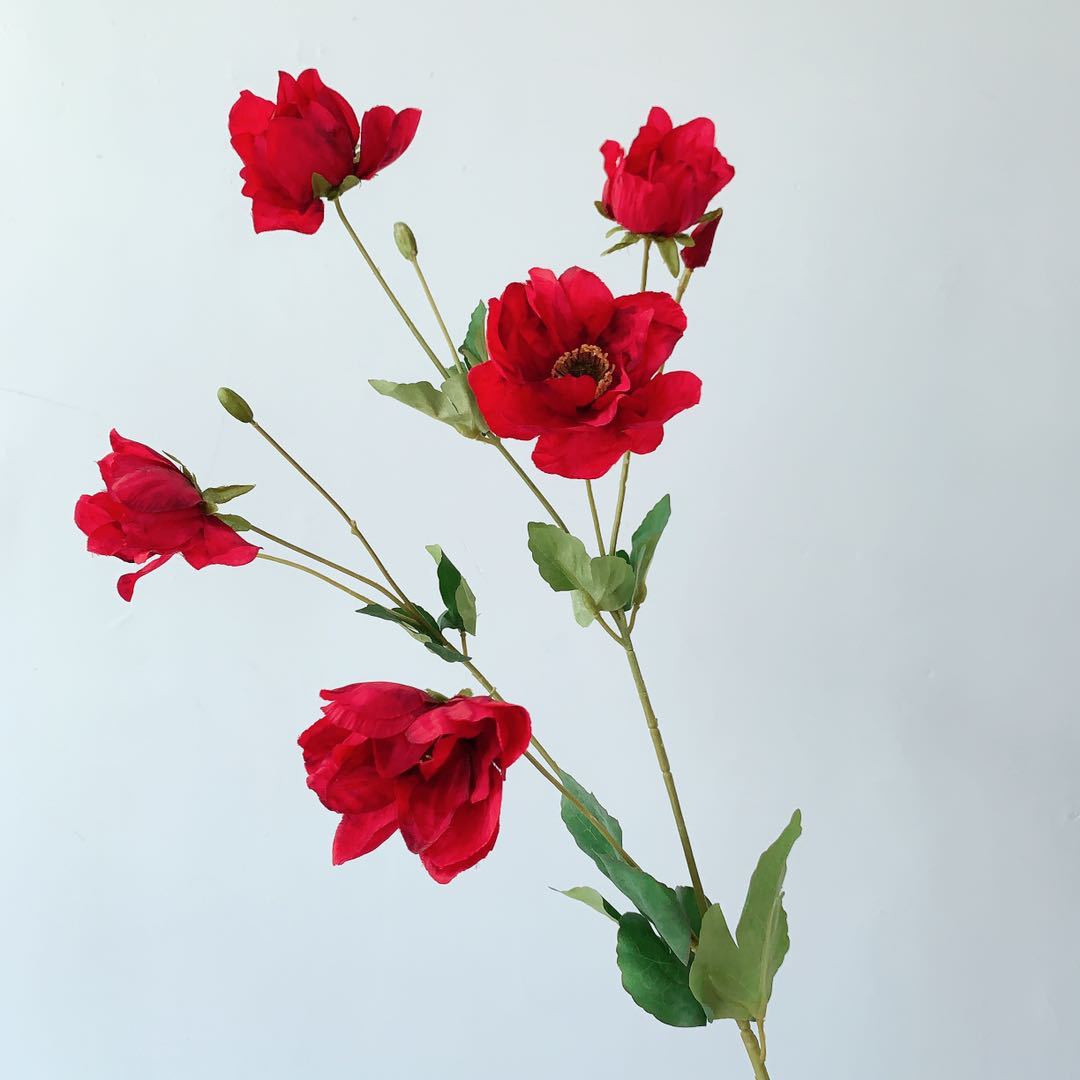 Multi-head grass pattern rose artificial flower  Red