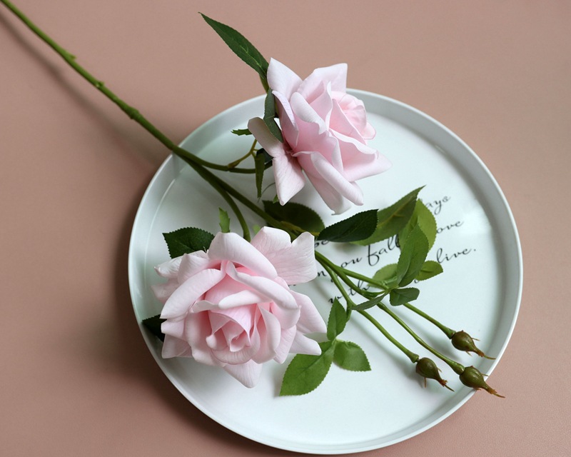 Artificial flower feel moisturizing curled-edge rose fake flower Pink