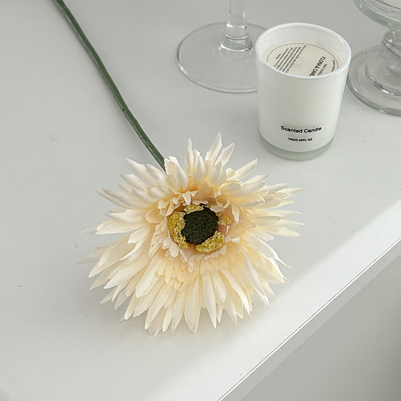 gerbera artificial flowers simple brushed daisy eternal flower Color:Creamy