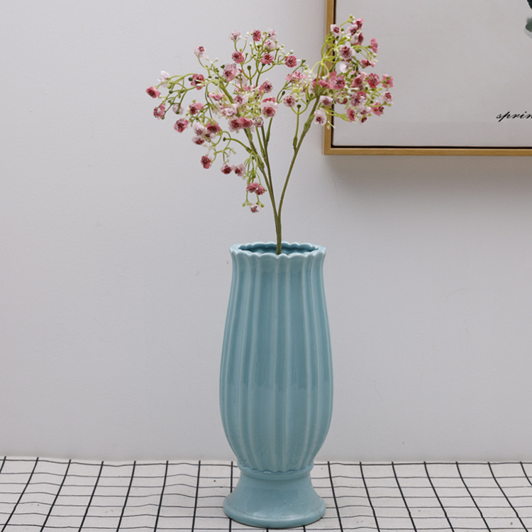 Artificial single branch 3 forks covered with baby's breath Pink