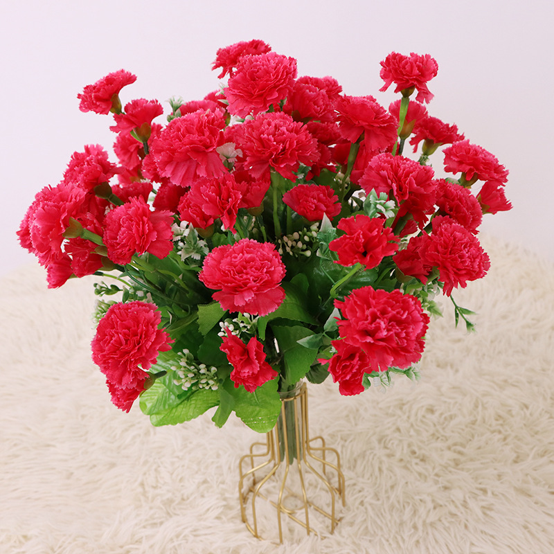 Artificial flower carnation for  hall home office  floral garden design Color:Fuchsia