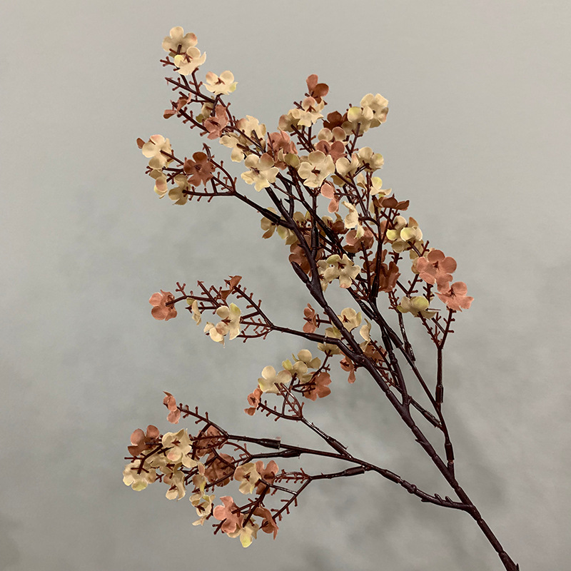 artificial branches of baby's breath colorful small artificial flowers fake dried flowers Color:Coffe