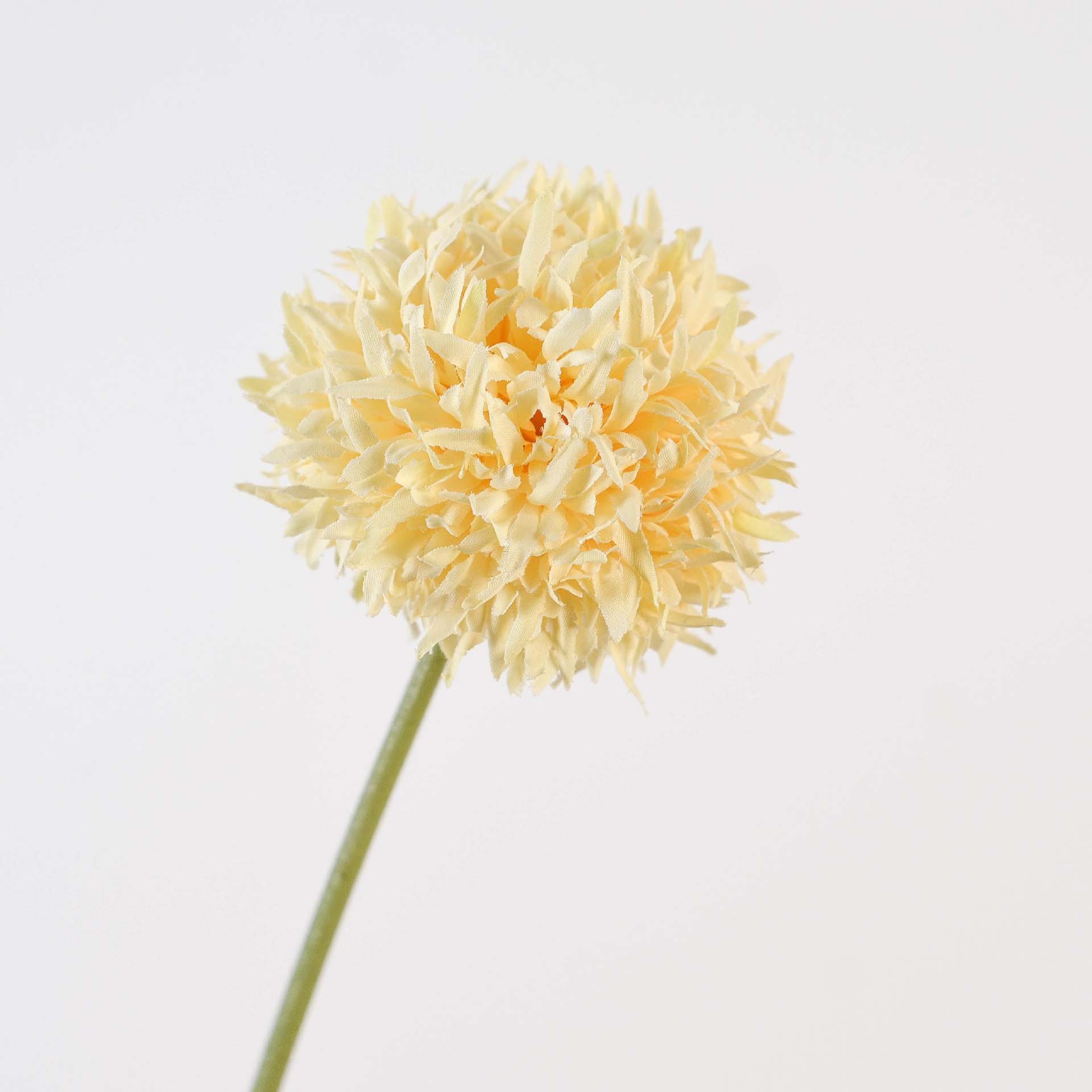 Single brushed ball chrysanthemum artificial flower fake flower Color:Creamy Yellow