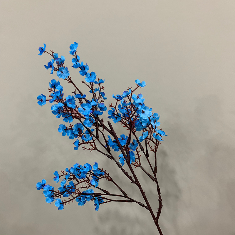 artificial branches of baby's breath colorful small artificial flowers fake dried flowers Color:Dark Blue