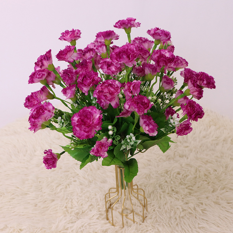 Artificial flower carnation for  hall home office  floral garden design Color:Claret