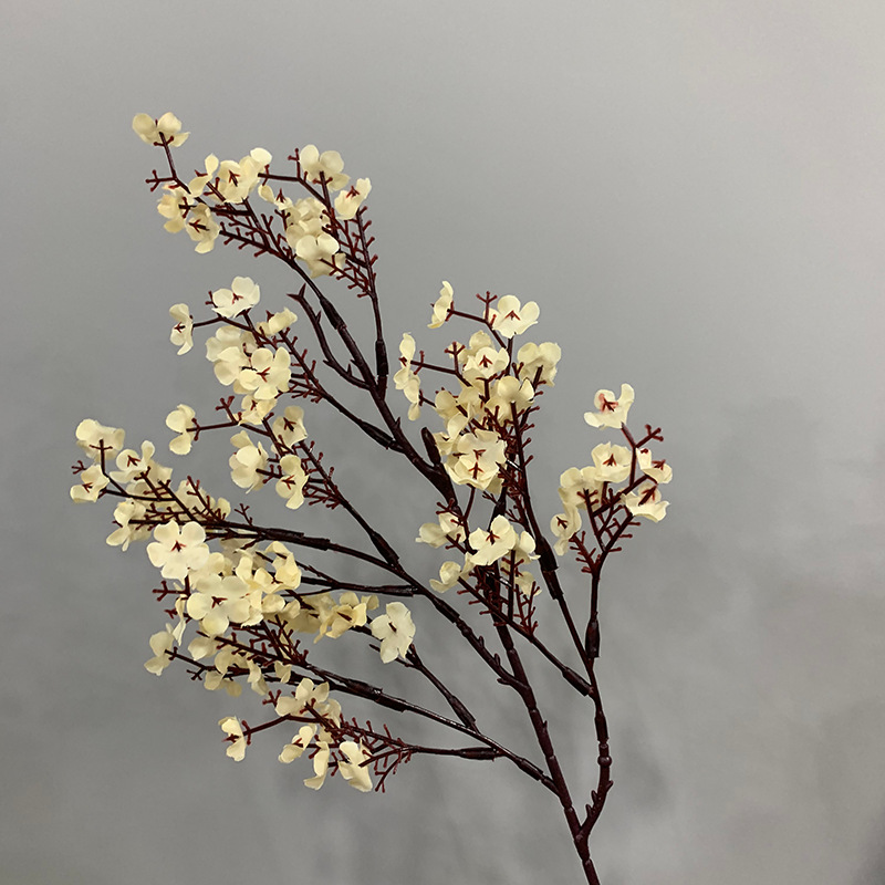 artificial branches of baby's breath colorful small artificial flowers fake dried flowers Color:Champagne