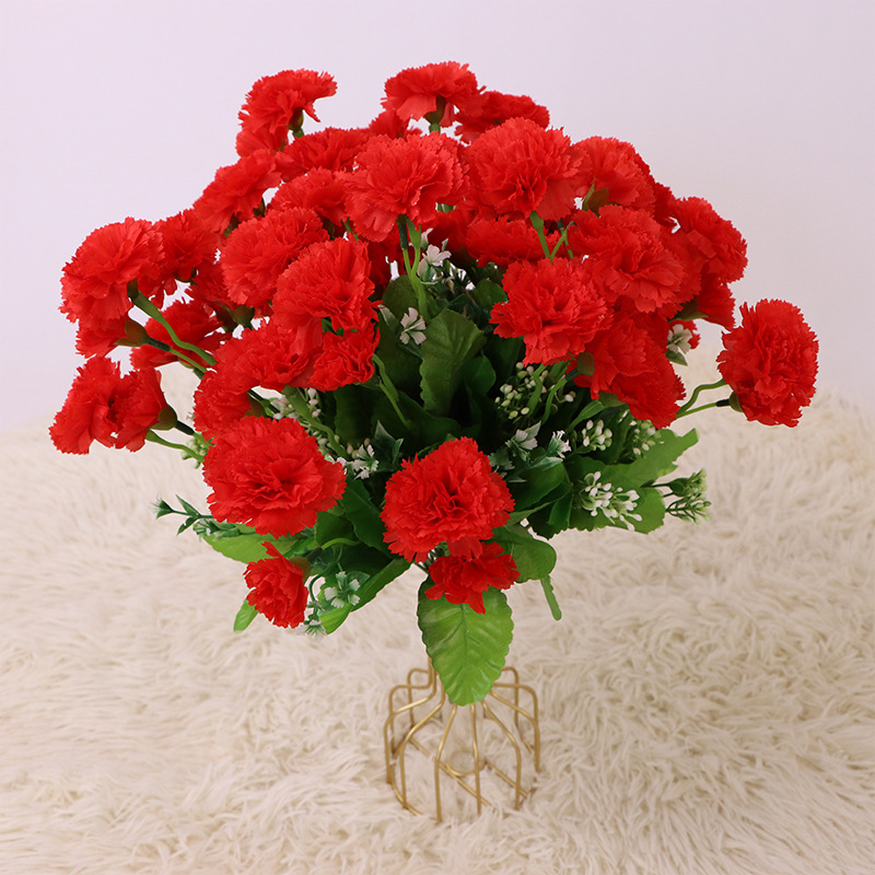 Artificial flower carnation for  hall home office  floral garden design Color:Red