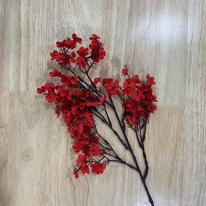 artificial branches of baby's breath colorful small artificial flowers fake dried flowers Color:Red