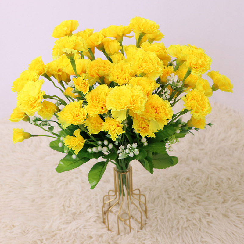 Artificial flower carnation for  hall home office  floral garden design Yellow