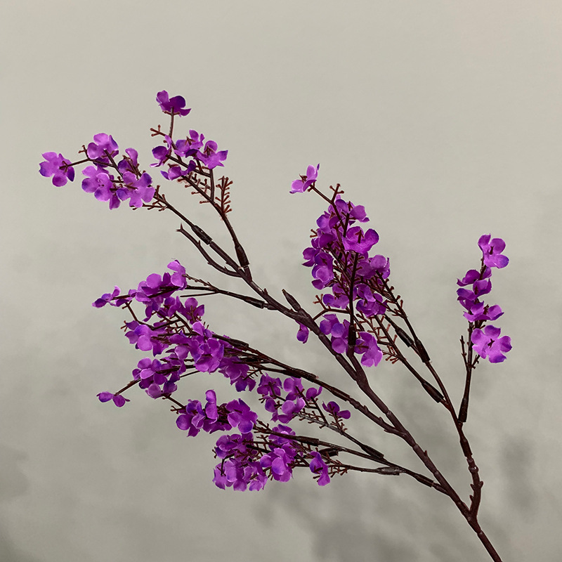 artificial branches of baby's breath colorful small artificial flowers fake dried flowers Color:Claret