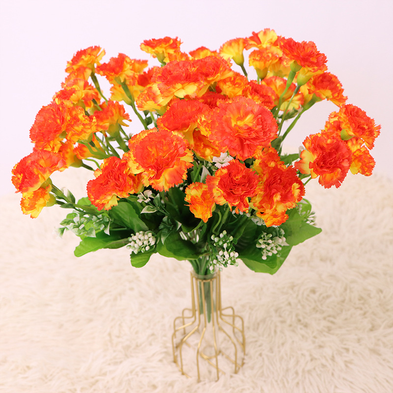 Artificial flower carnation for  hall home office  floral garden design Tangerine