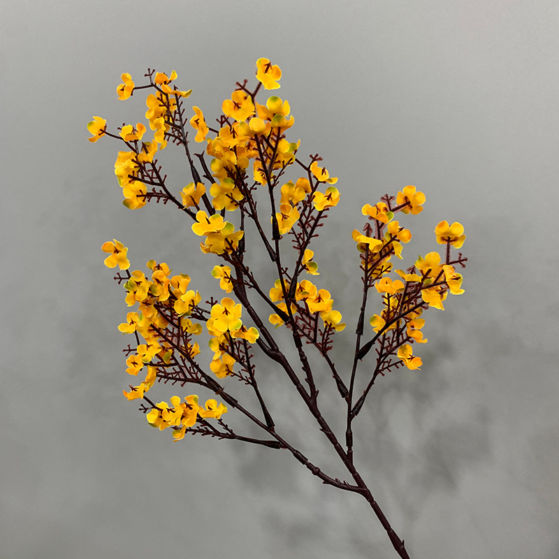 artificial branches of baby's breath colorful small artificial flowers fake dried flowers Dark Yellow