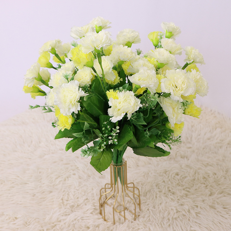 Artificial flower carnation for  hall home office  floral garden design White