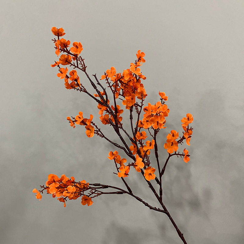 artificial branches of baby's breath colorful small artificial flowers fake dried flowers Color:Orange