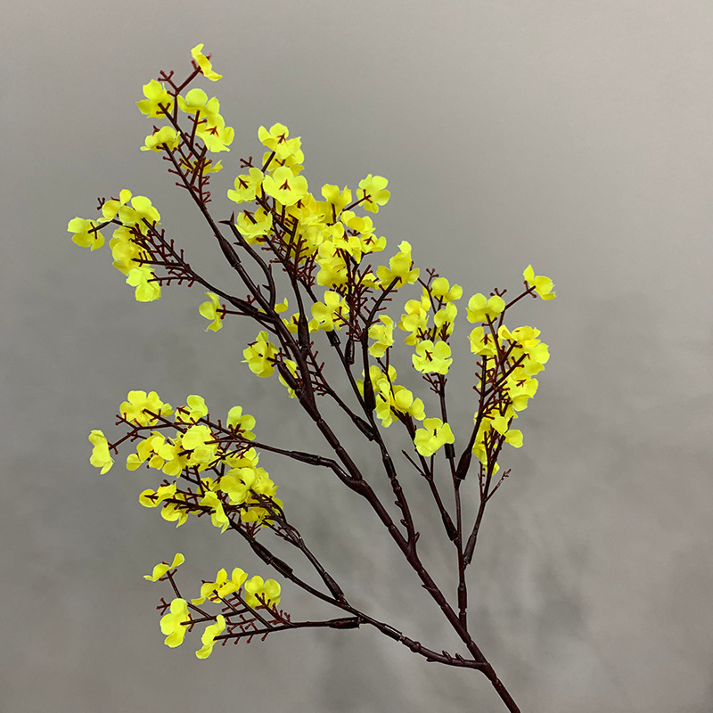 artificial branches of baby's breath colorful small artificial flowers fake dried flowers Light Yellow