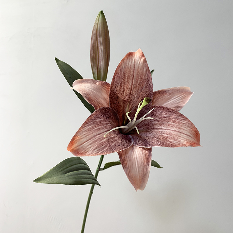 3D printing Artificial Lily with one flower and one bud Color:Orange Brown